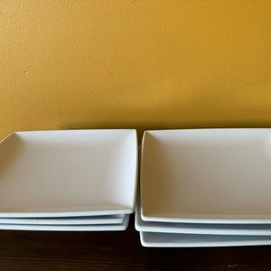 6 white square small plates